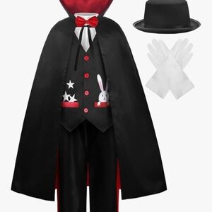Kids Magician Costume Set - Cape, Pants, Gloves & Bow Tie Incuded